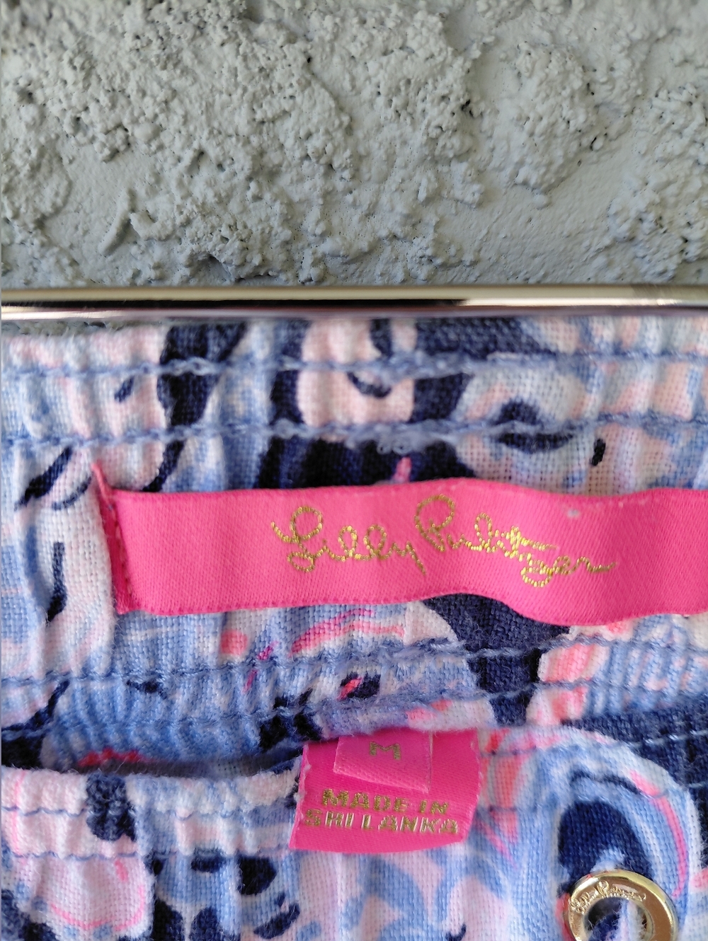 Lilly Pulitzer Linen  Beach Pants  Blue Pink Coastal Print Pull-On Casual Resort - Picture 12 of 12